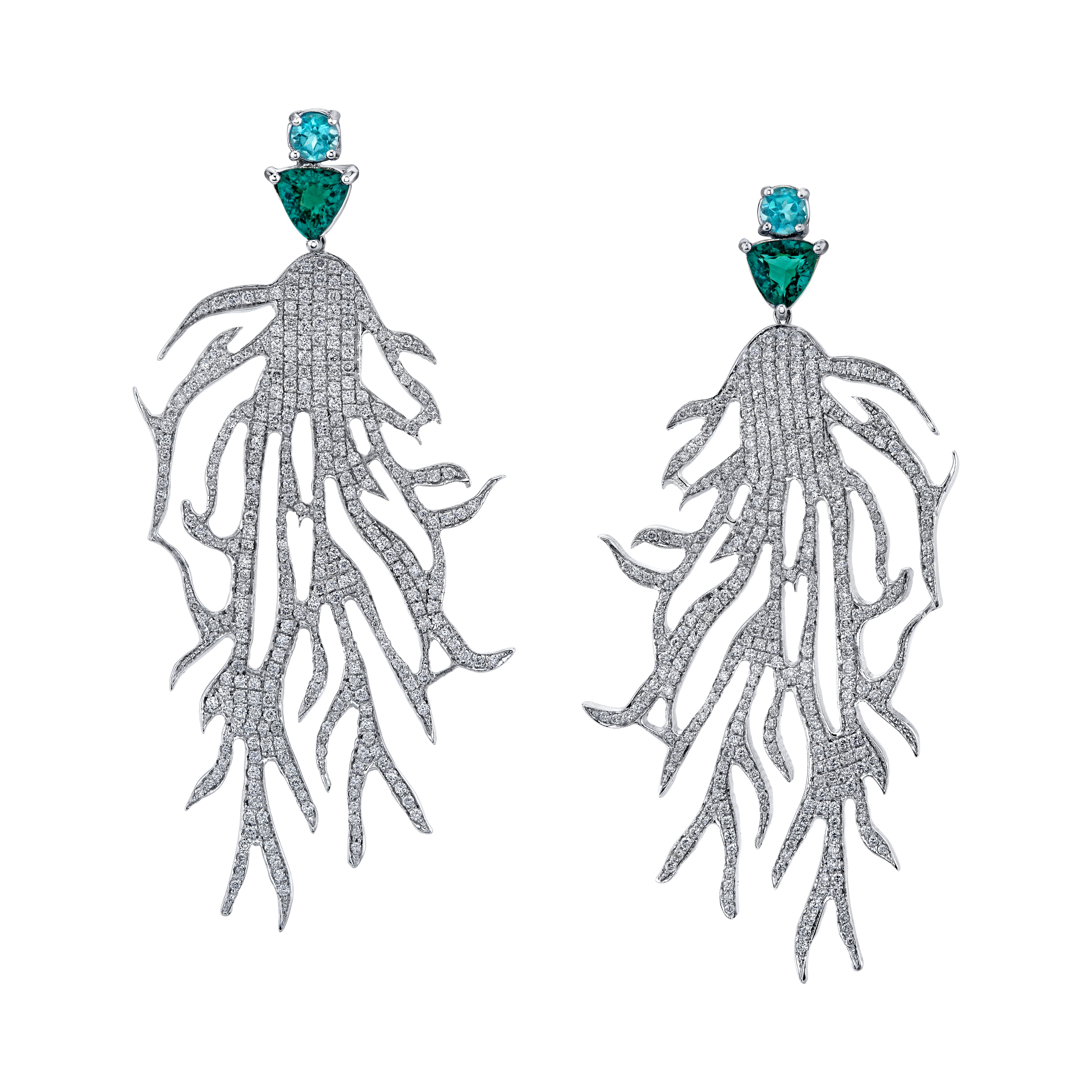 Tourmaline and Apatite Coral Earrings Statement Earrings Karma El-Khalil