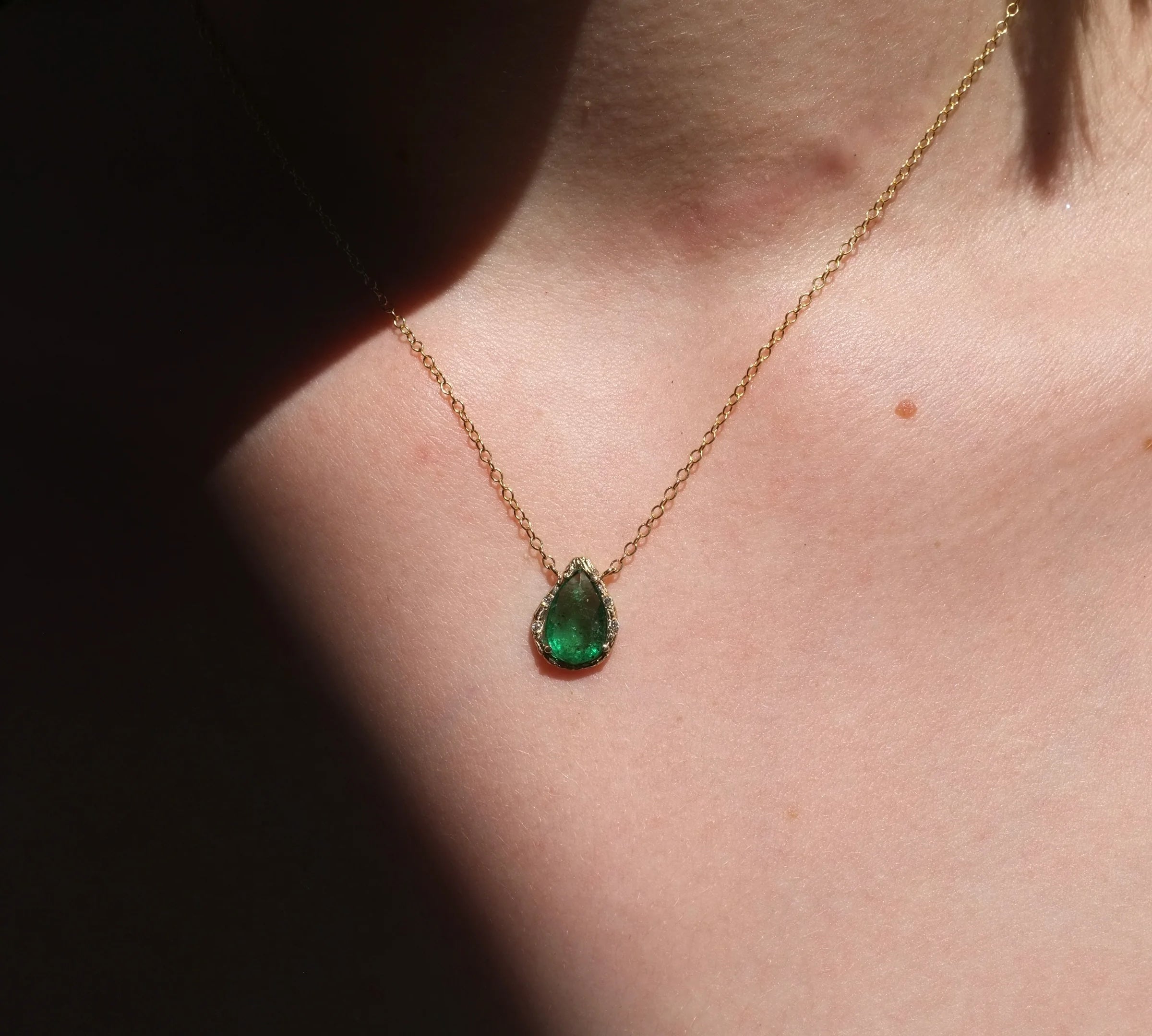 Pear Emerald Necklace Pendant Necklace Elisabeth Bell Jewelry