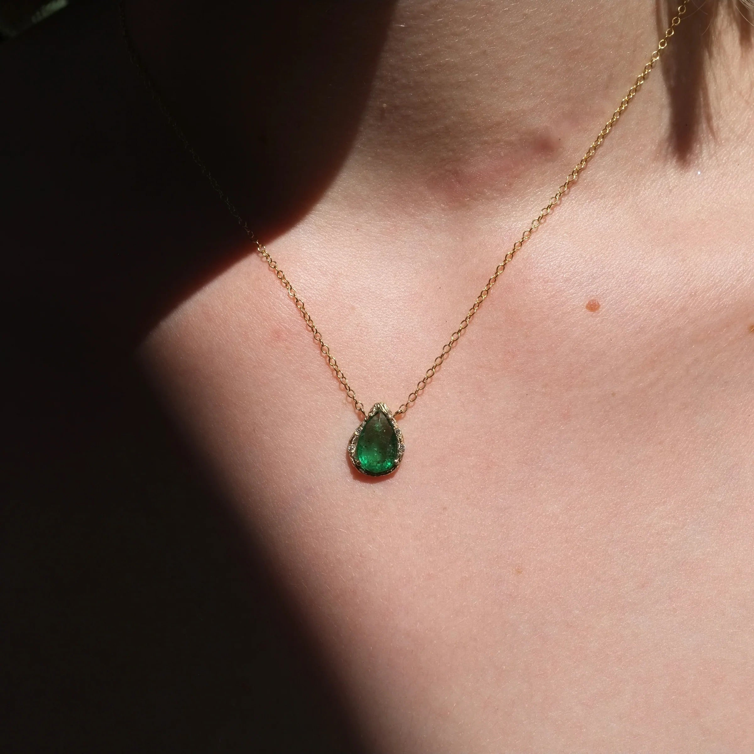 Pear Emerald Necklace Pendant Necklace Elisabeth Bell Jewelry