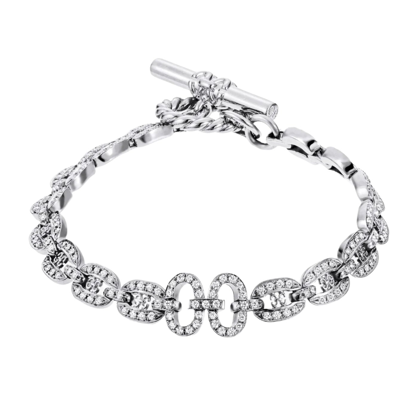 Links Chain Bracelet with Diamonds, White Gold Chain Bracelet KIMITAKE