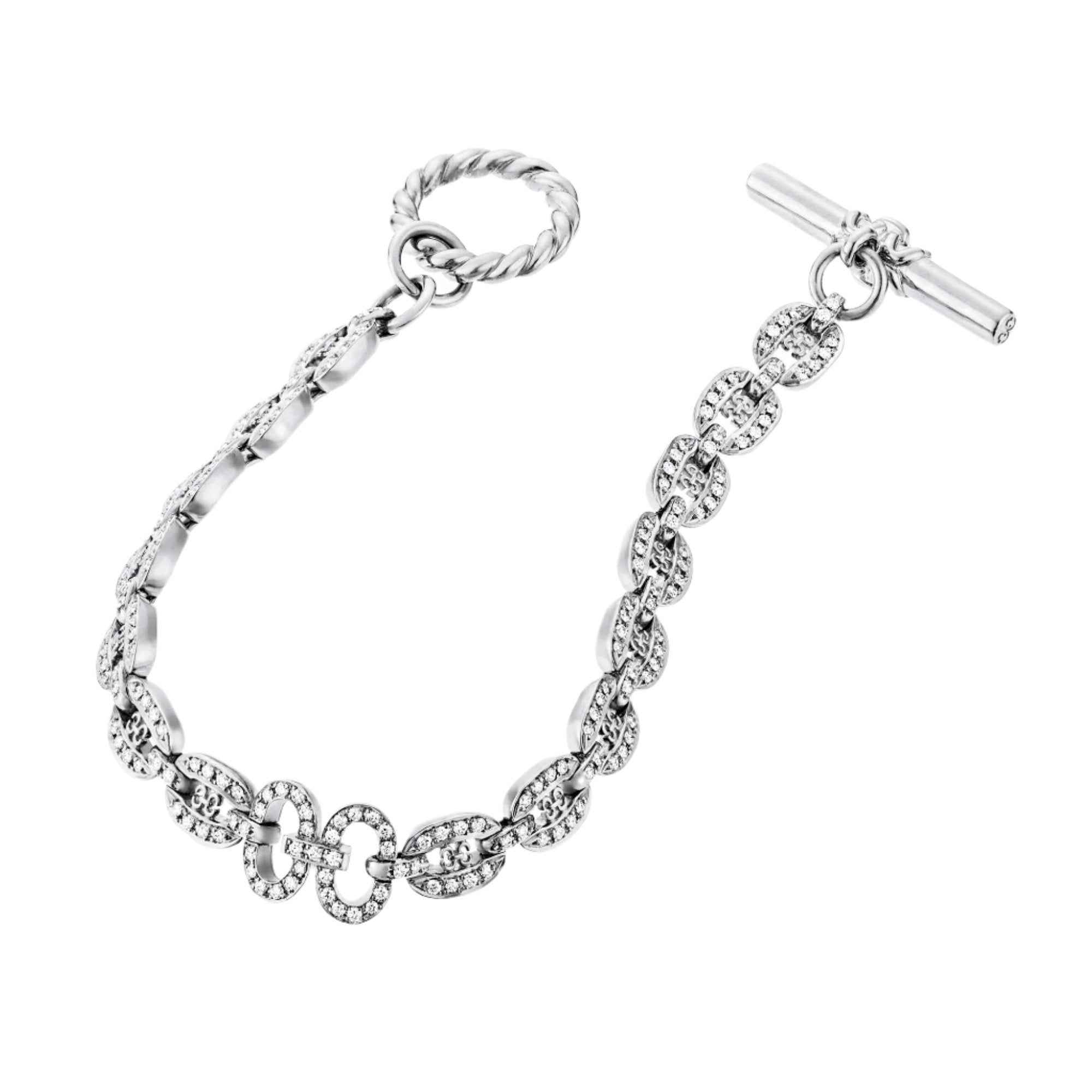 Links Chain Bracelet with Diamonds, White Gold Chain Bracelet KIMITAKE