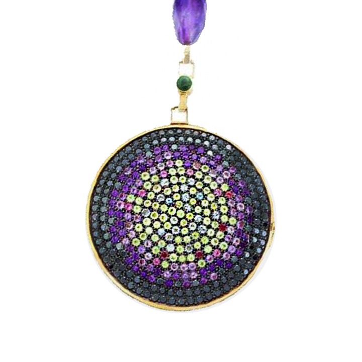 Full Pave Flying Saucer Pendant, Large Pendant Necklace Carolyn Rodney Black Diamond