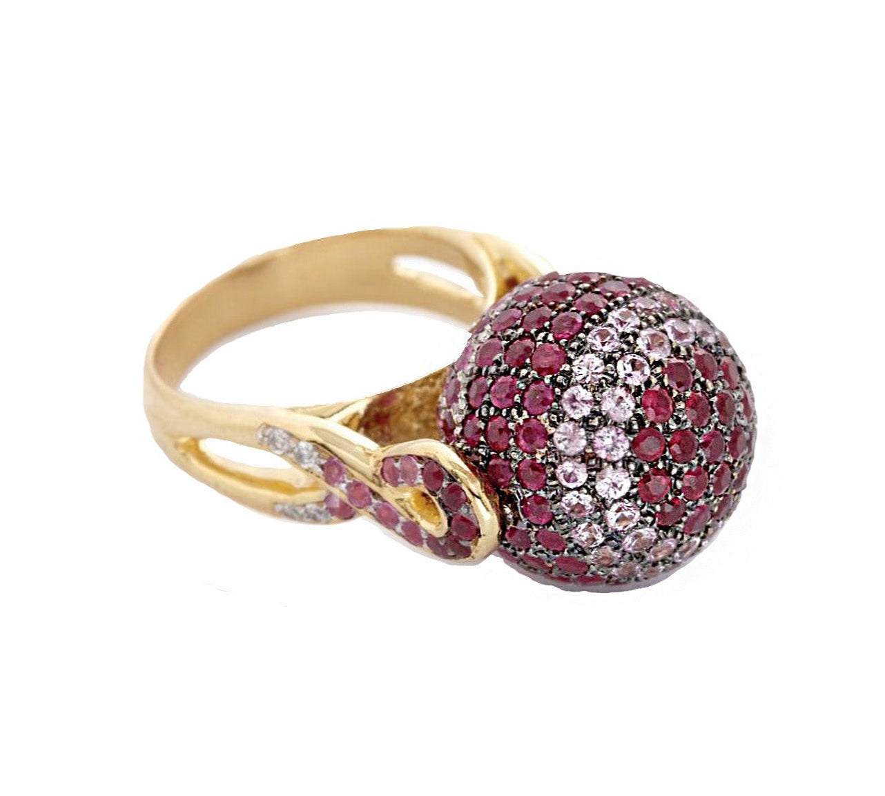 Ruby Sapphire Spinning Ball Ring Statement Ring Carolyn Rodney Ruby-Pink Sapphire