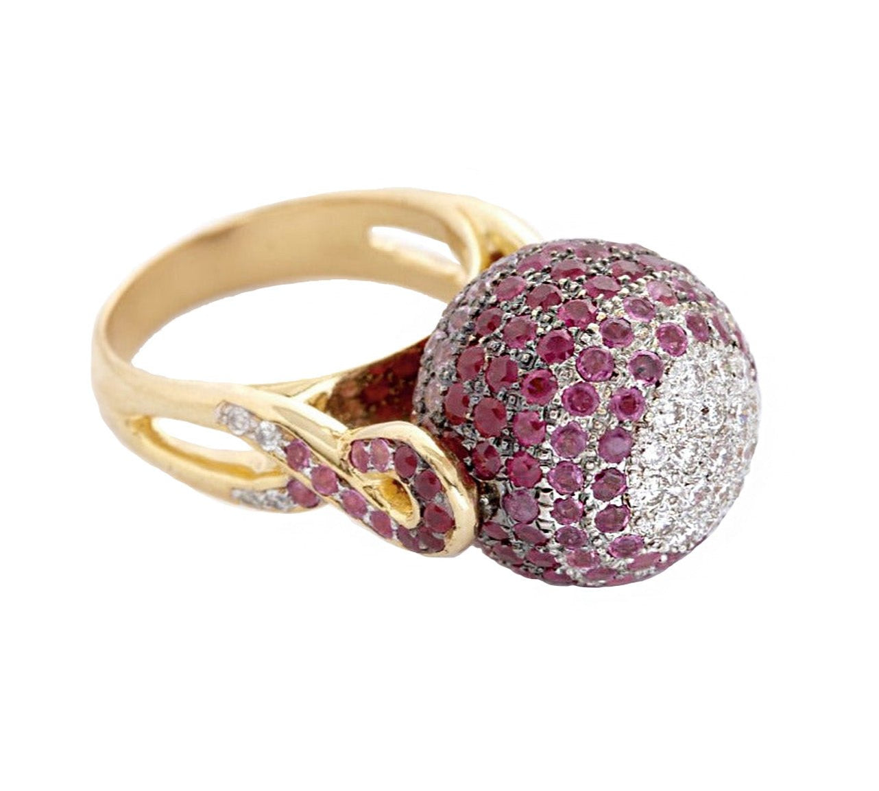 Ruby Sapphire Spinning Ball Ring Statement Ring Carolyn Rodney Ruby-Diamond