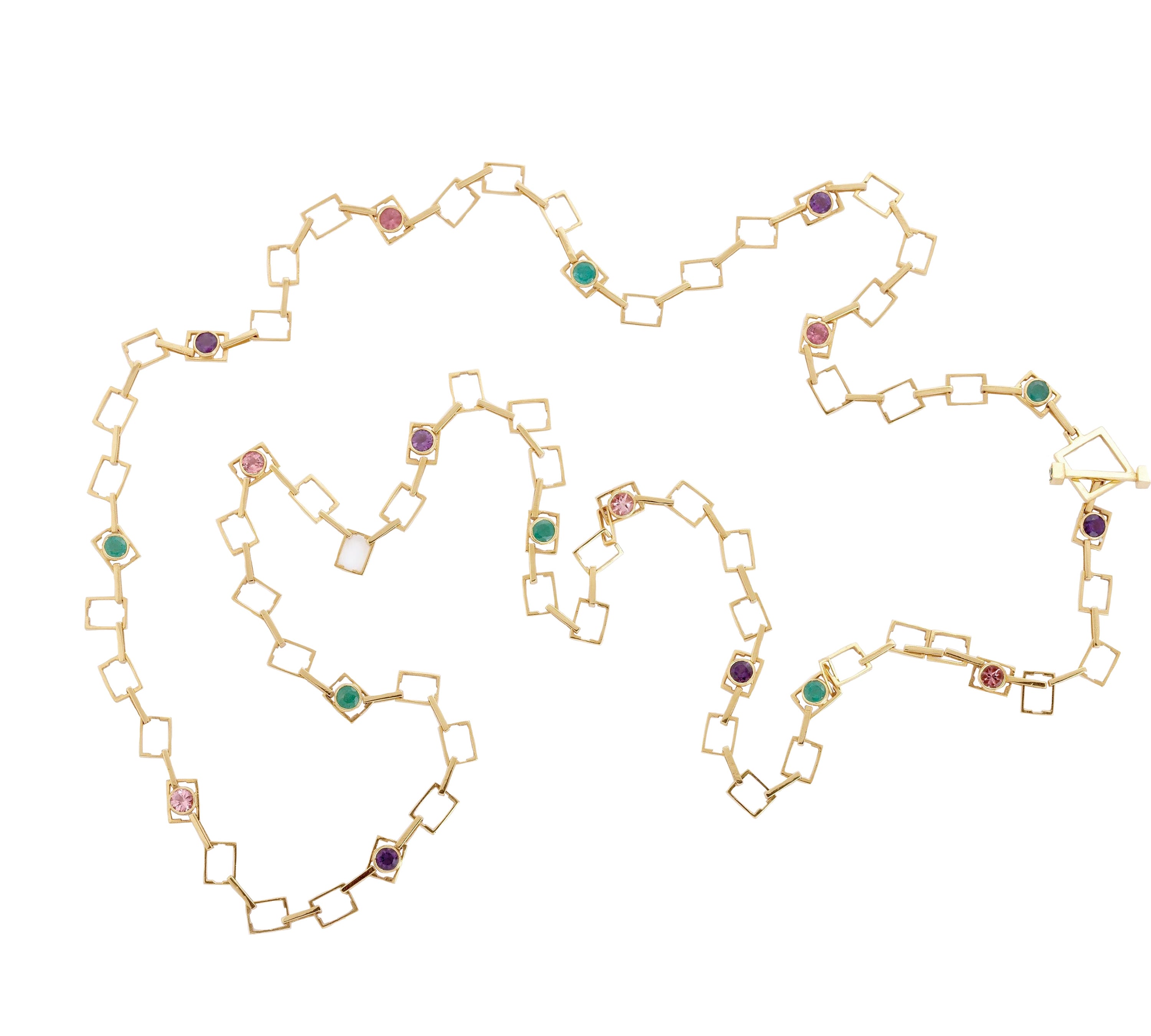 Emerald Amethyst Sapphire Circles Squares Necklace Necklace Carolyn Rodney