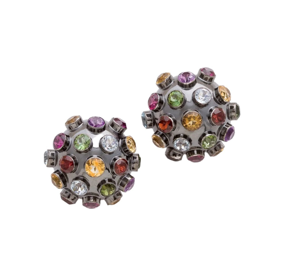 Sphere Earrings with Precious Stones Stud Earrings Carolyn Rodney   