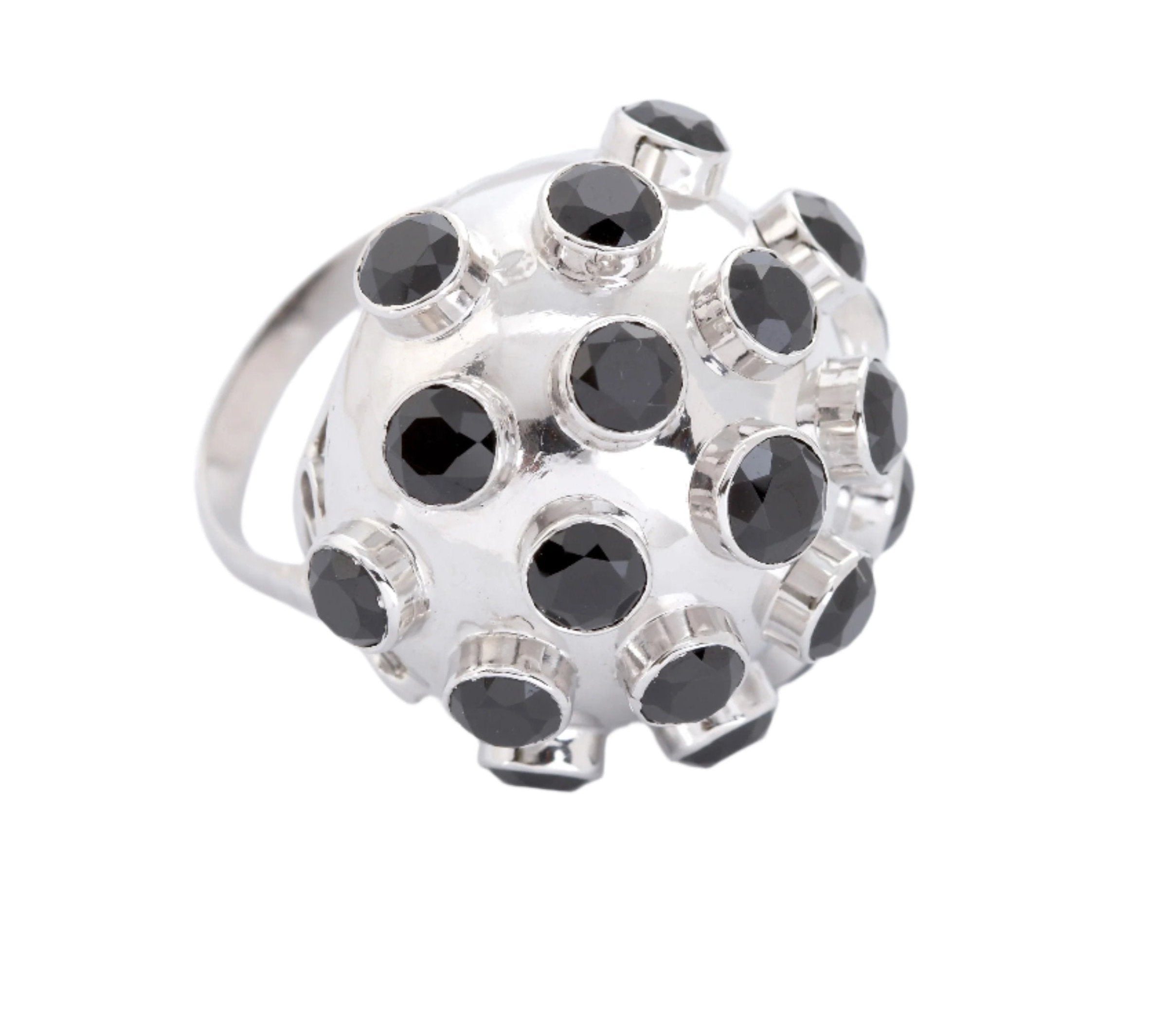 Black Sapphire Sphere Ring Statement Ring Carolyn Rodney White Gold 6