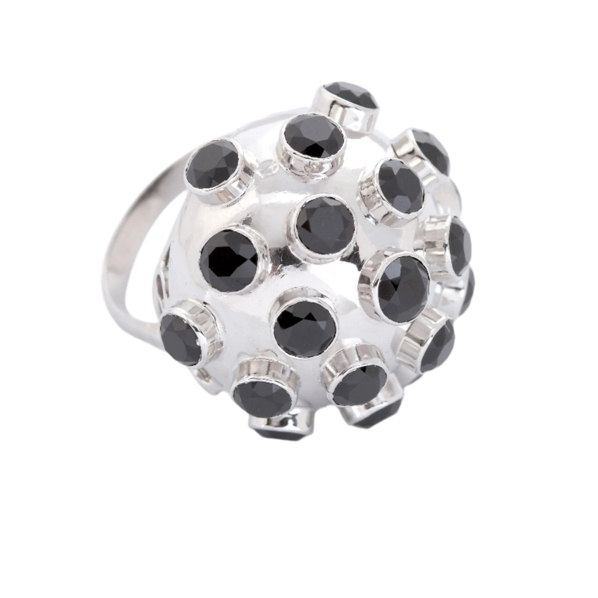 Black Sapphire Sphere Ring Statement Ring Carolyn Rodney White Gold 6