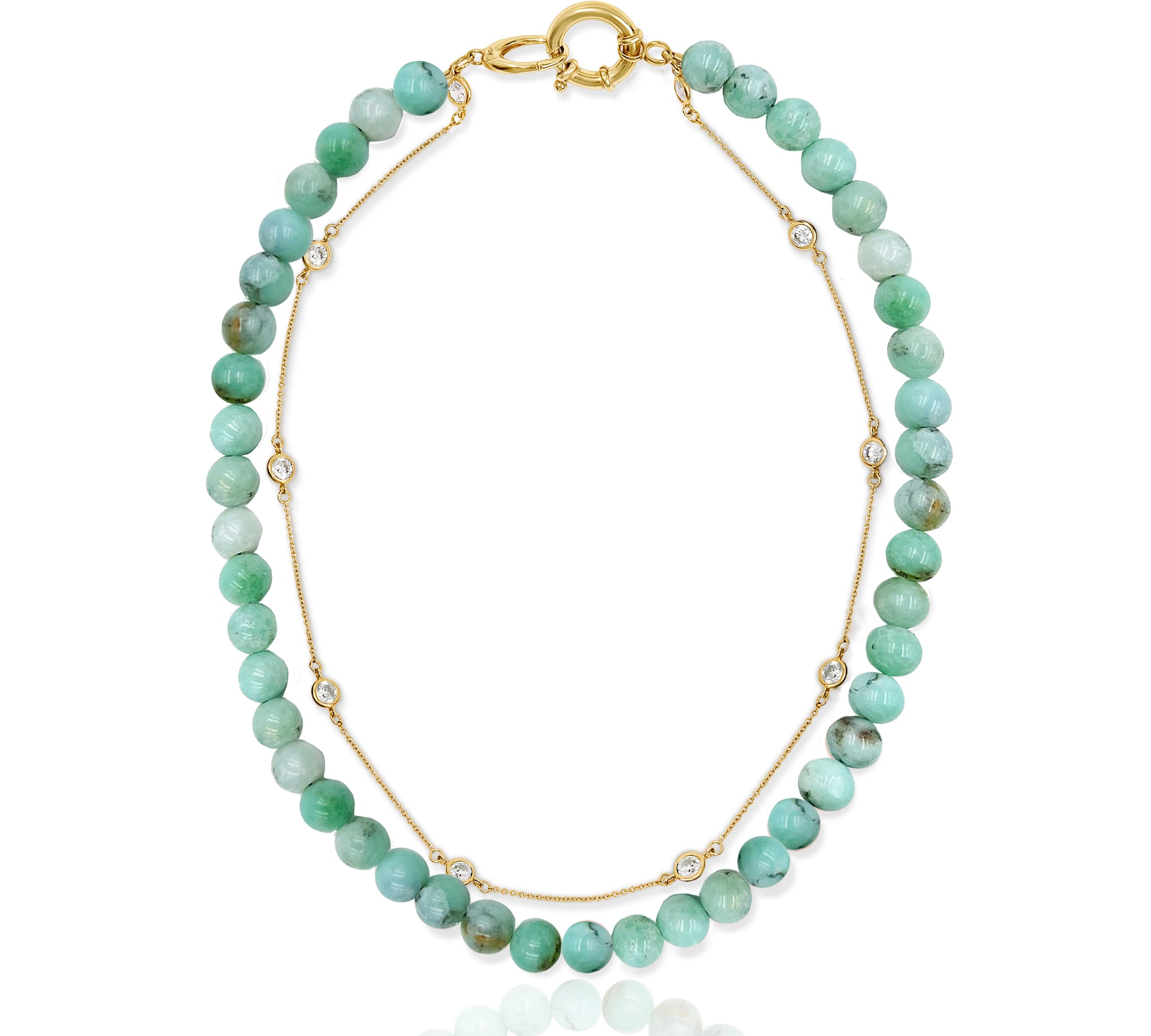 LADY Chrysoprase and Topaz Strand Choker Choker Necklace MAE + LANG 14k Gold