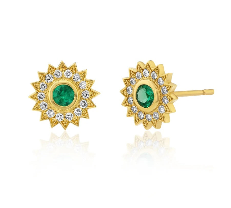 Twilight Star Studs Stud Earrings Malibu Soul Fine Jewelry Emerald/Diamond