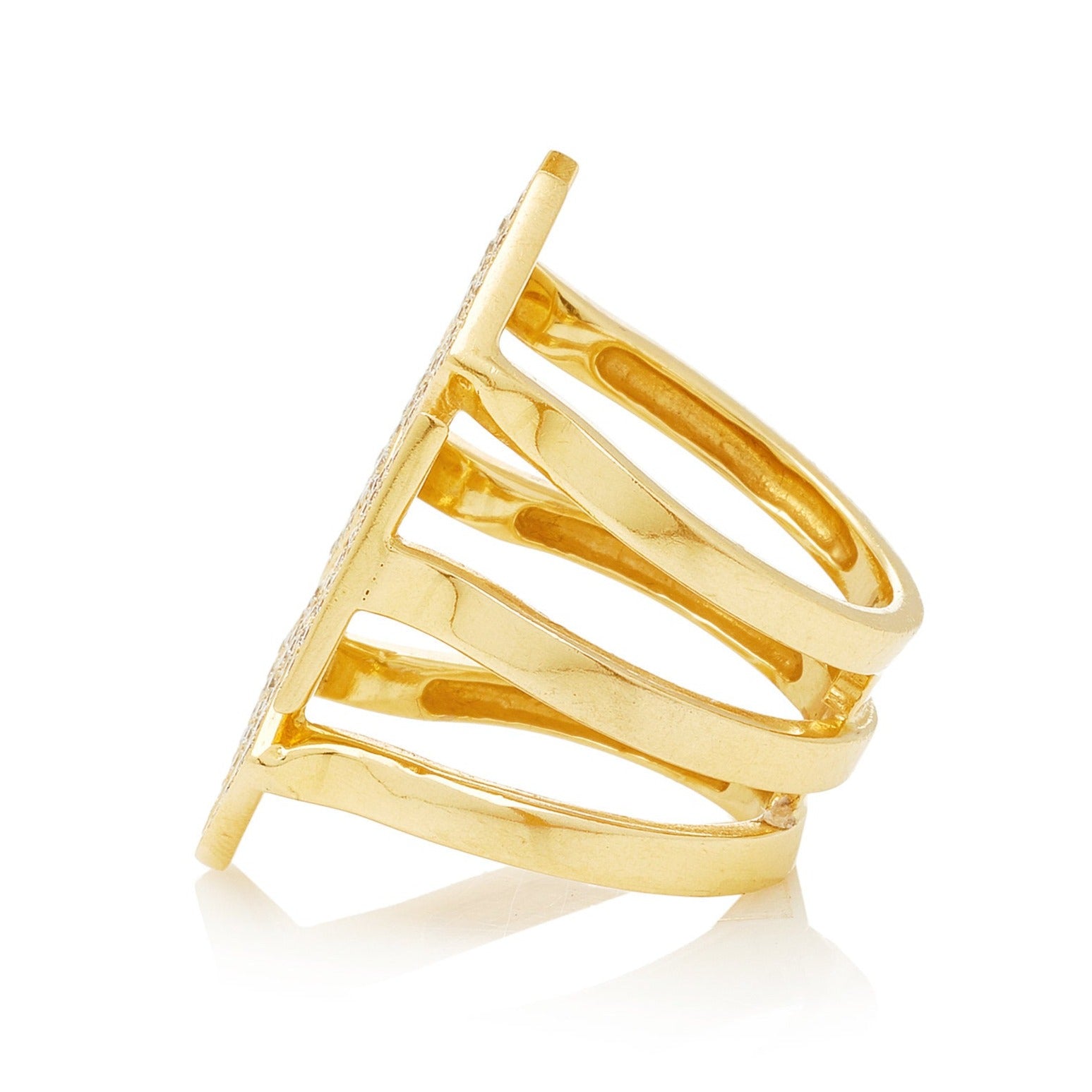 Full Pave Floating Triangle Ring Statement Ring Karma El-Khalil   