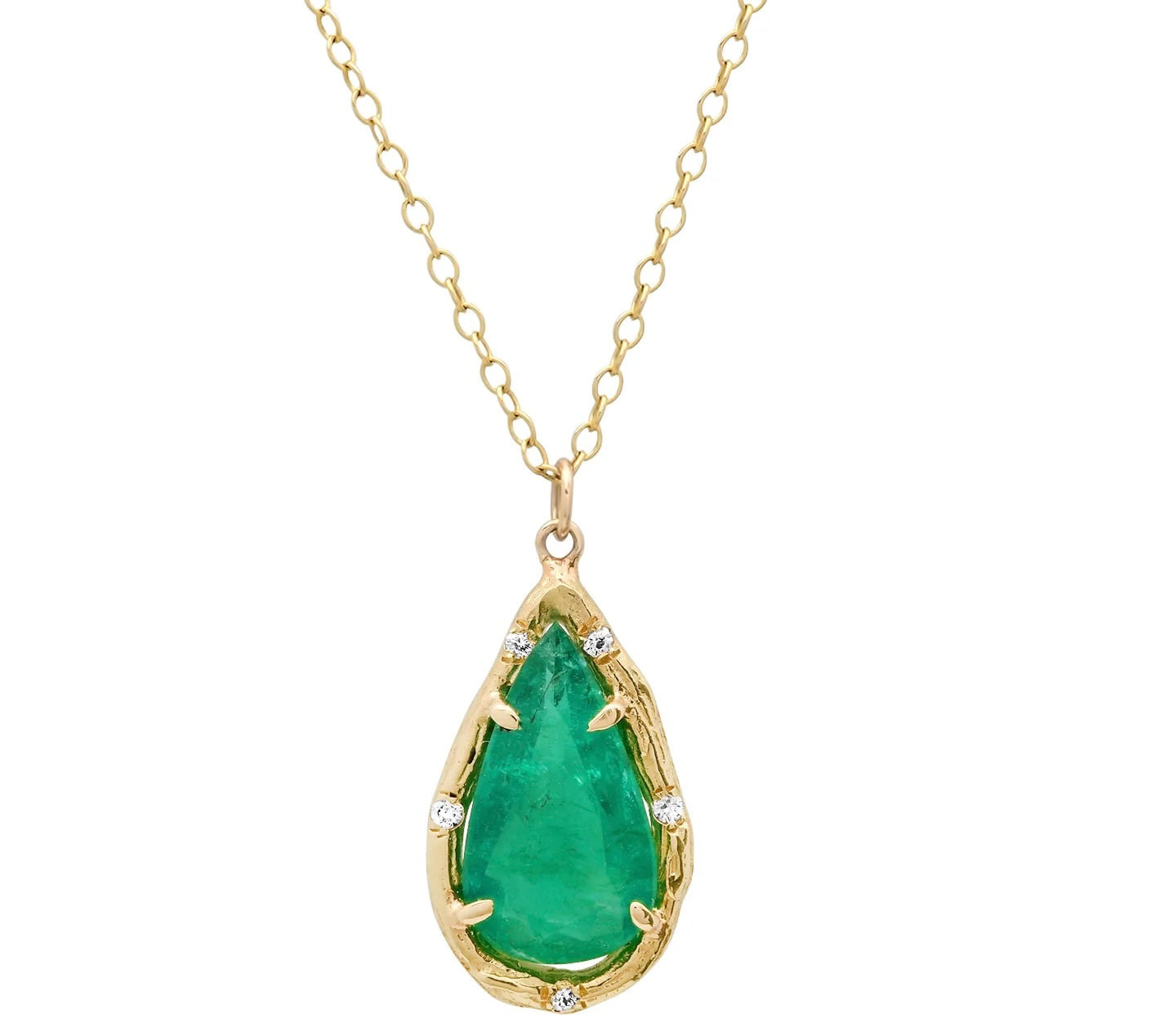 Brazilian Emerald Pear Necklace Necklace Elisabeth Bell Jewelry