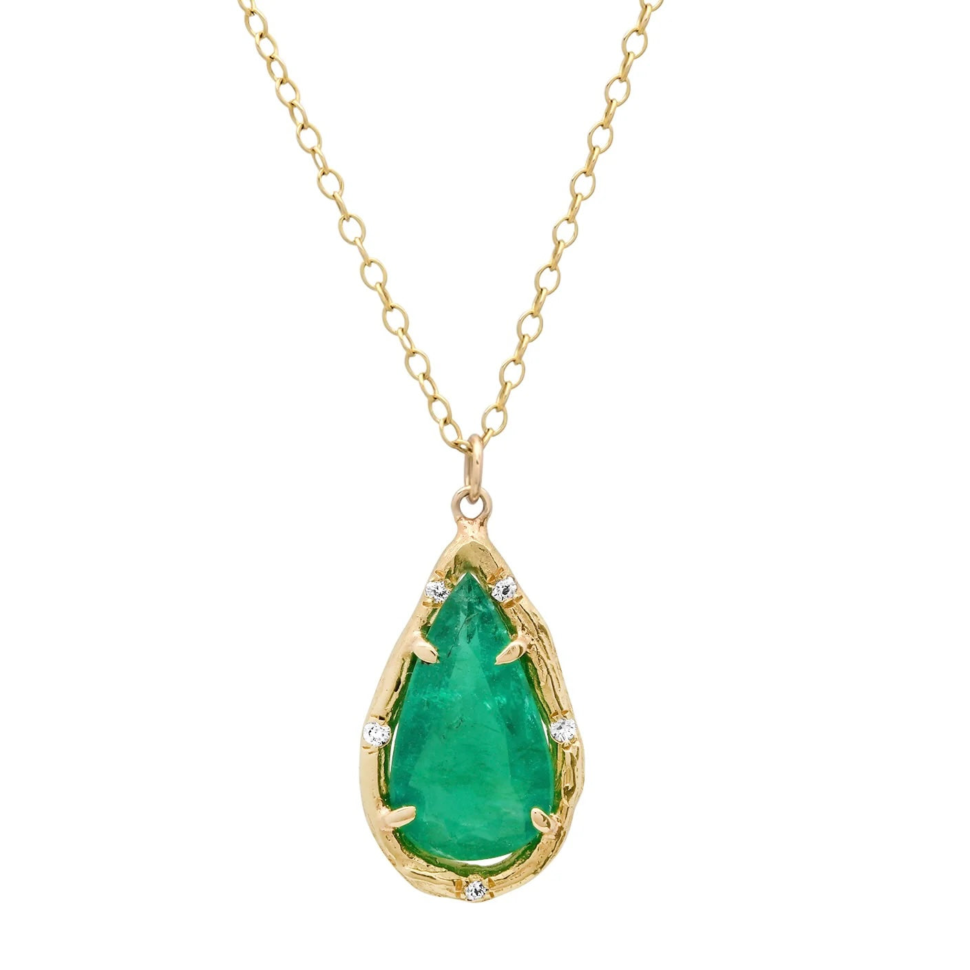 Brazilian Emerald Pear Necklace Necklace Elisabeth Bell Jewelry