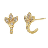 Dragon Claw Diamond Pave Hoop Stud Stud Earrings Jaine K Designs Pair Yellow Gold