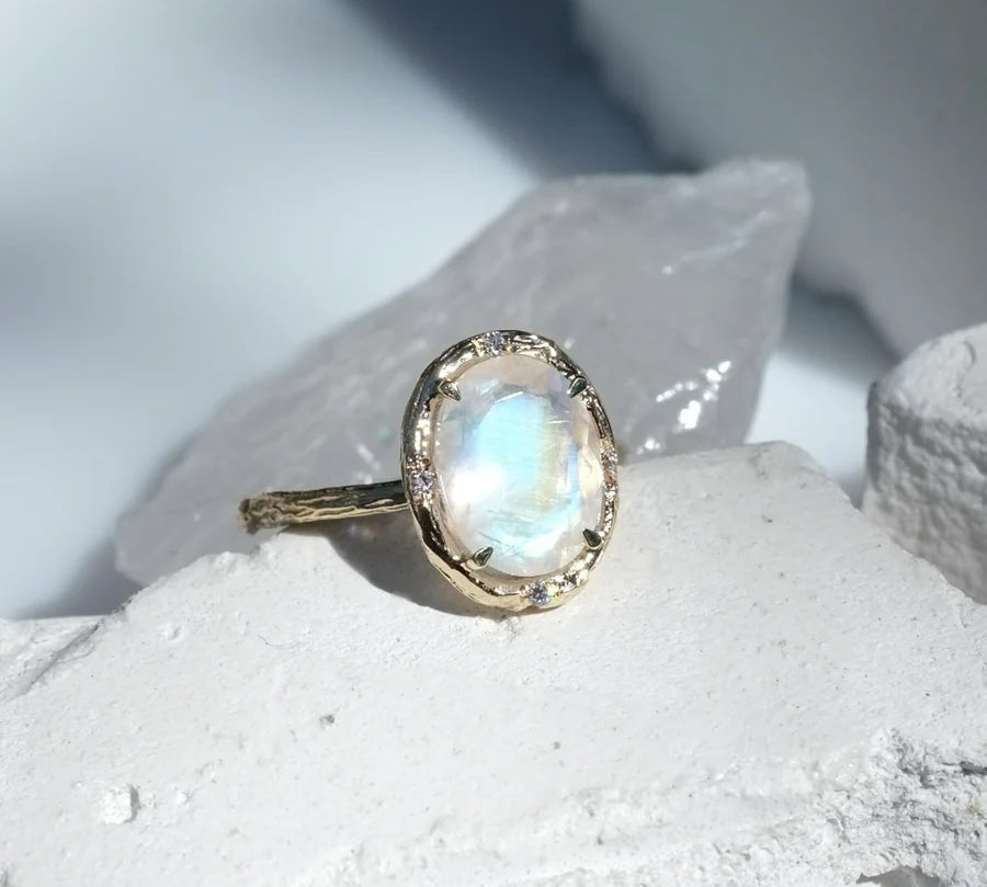 Moonstone Glow Ring Cocktail Ring Elisabeth Bell Jewelry