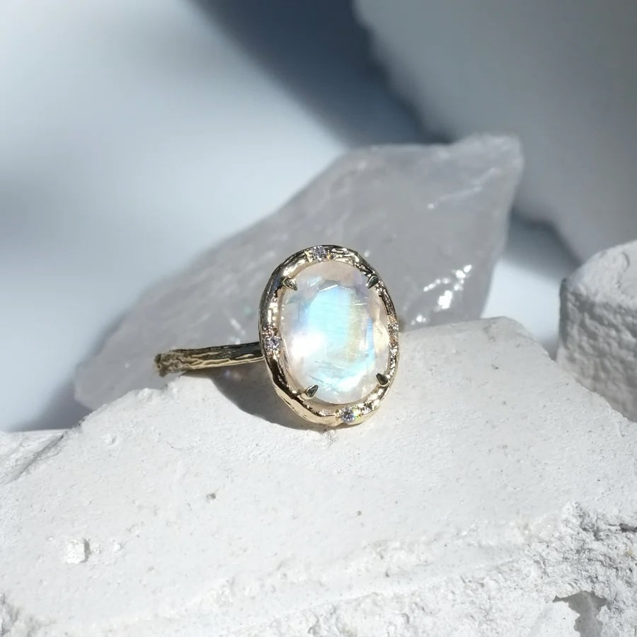 Moonstone Glow Ring Cocktail Ring Elisabeth Bell Jewelry