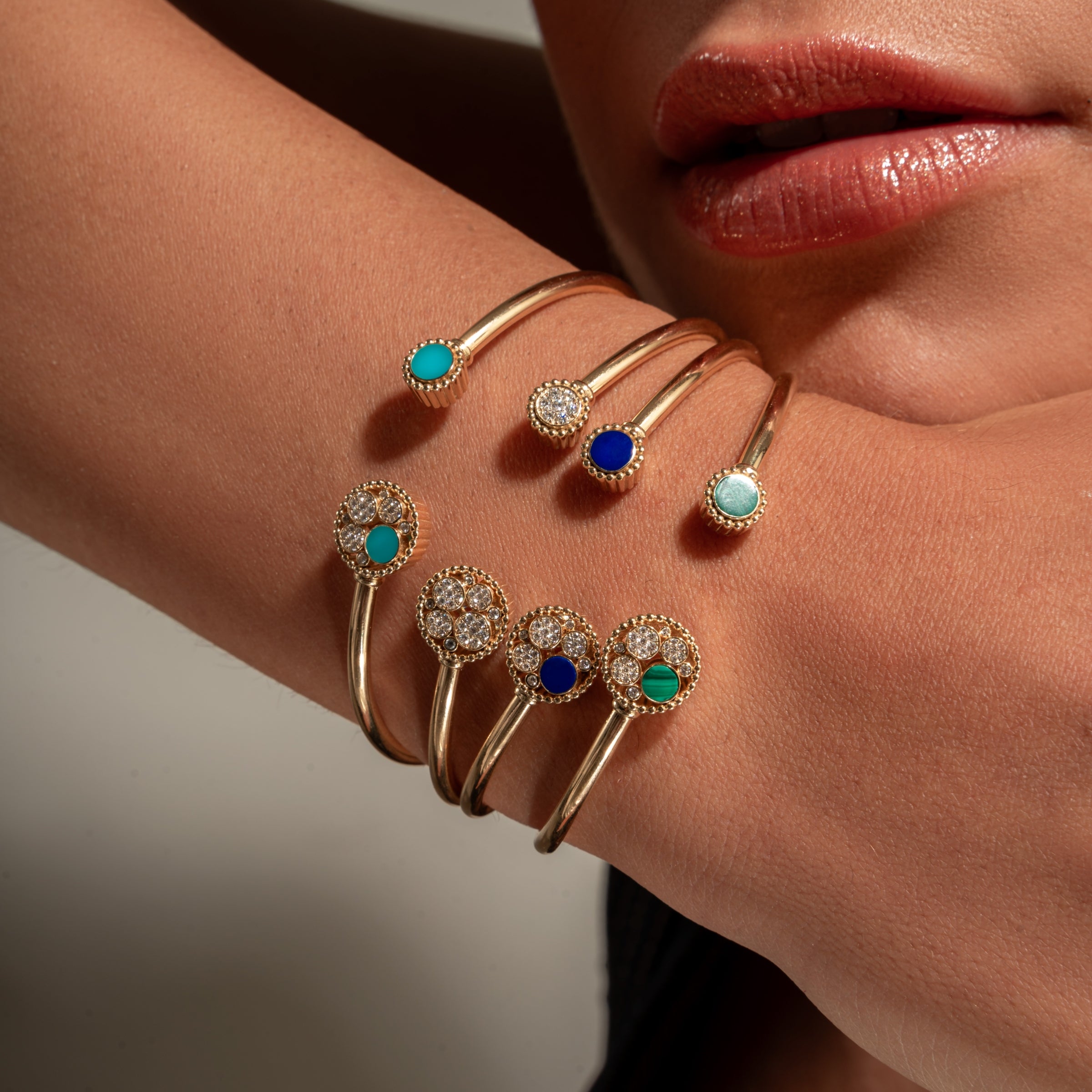 Bubble Bangle with Malachite and Diamond Bangle Falamank