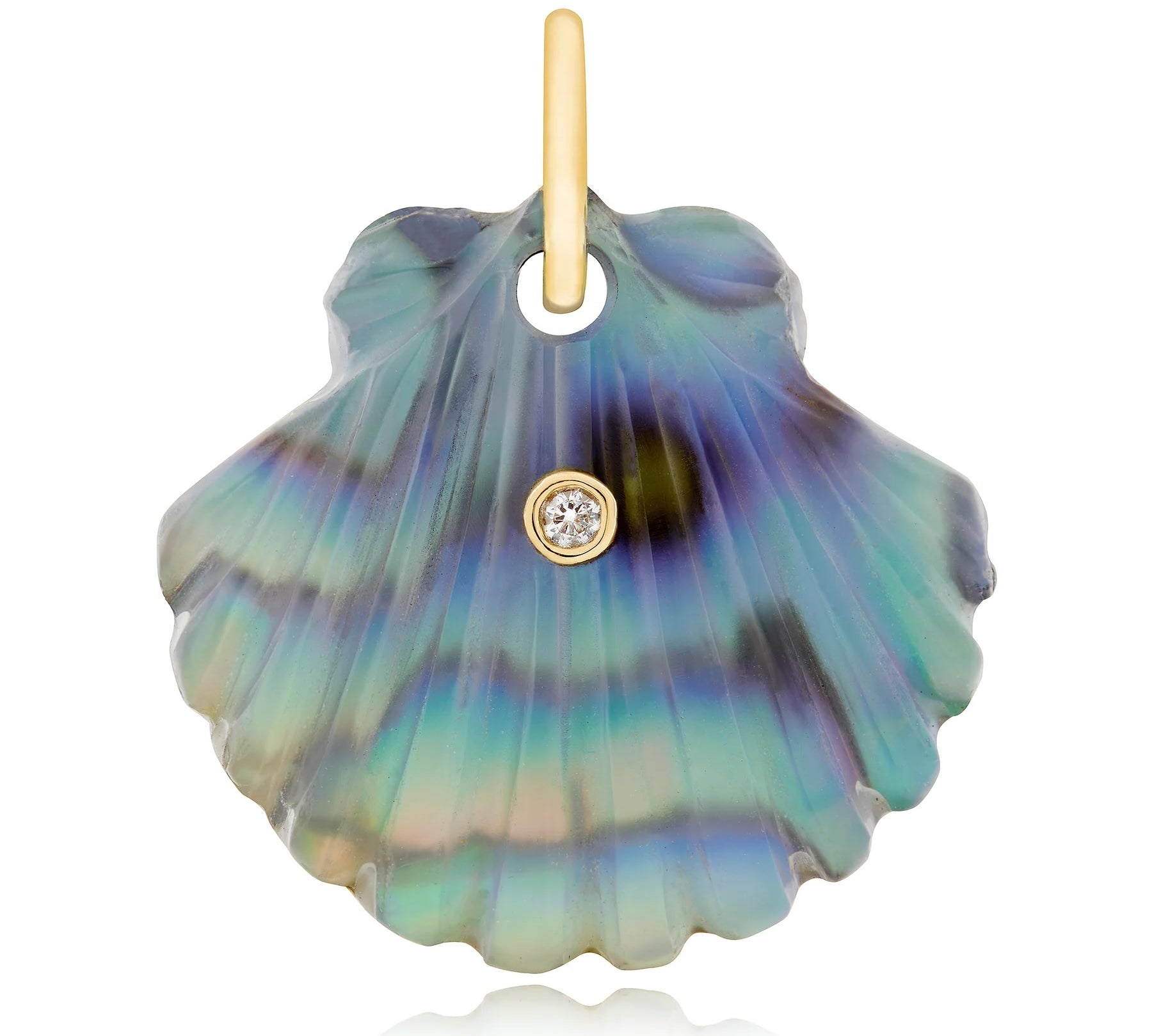 Luminescent Scallop Shell with Diamond Charm Maura Green