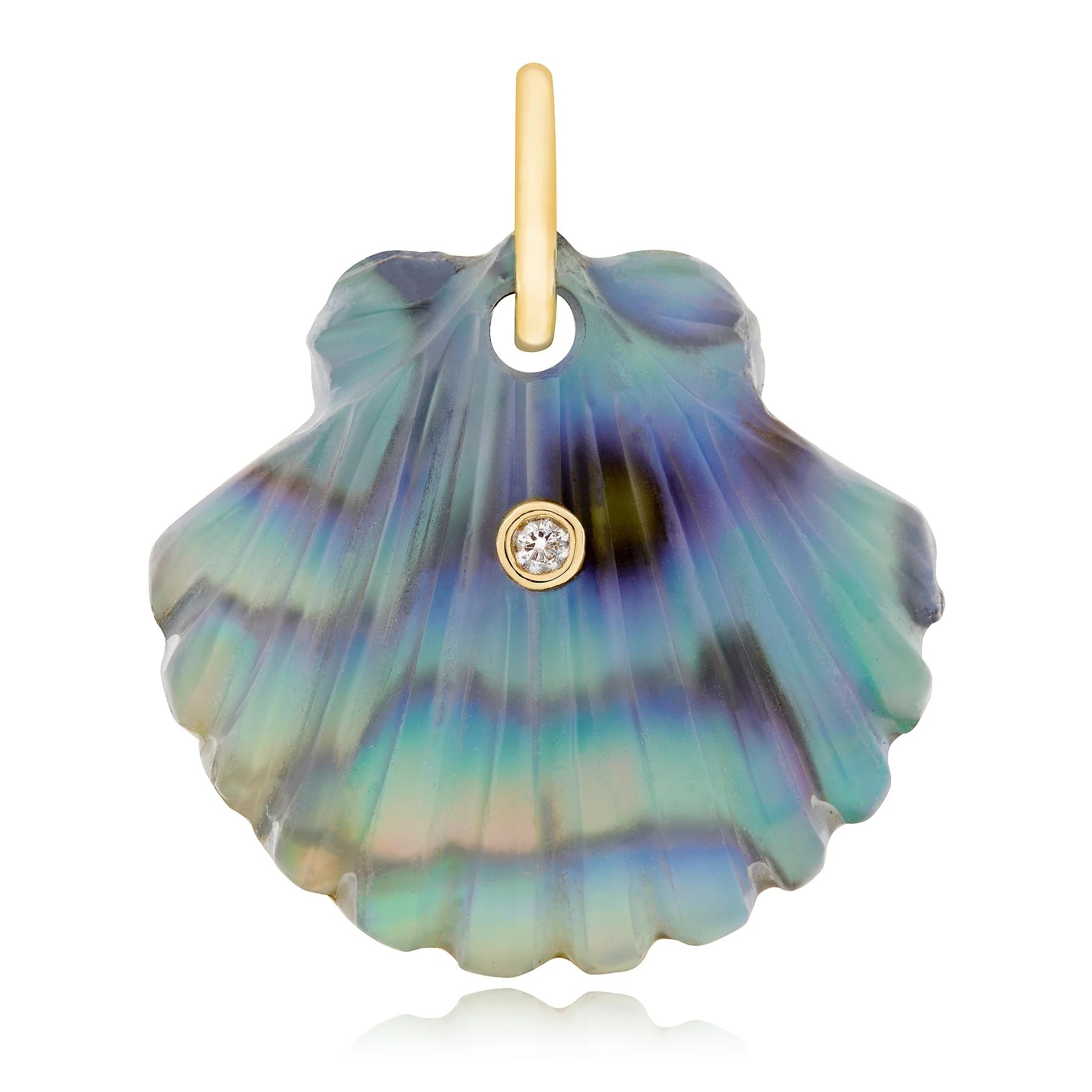 Luminescent Scallop Shell with Diamond Charm Maura Green