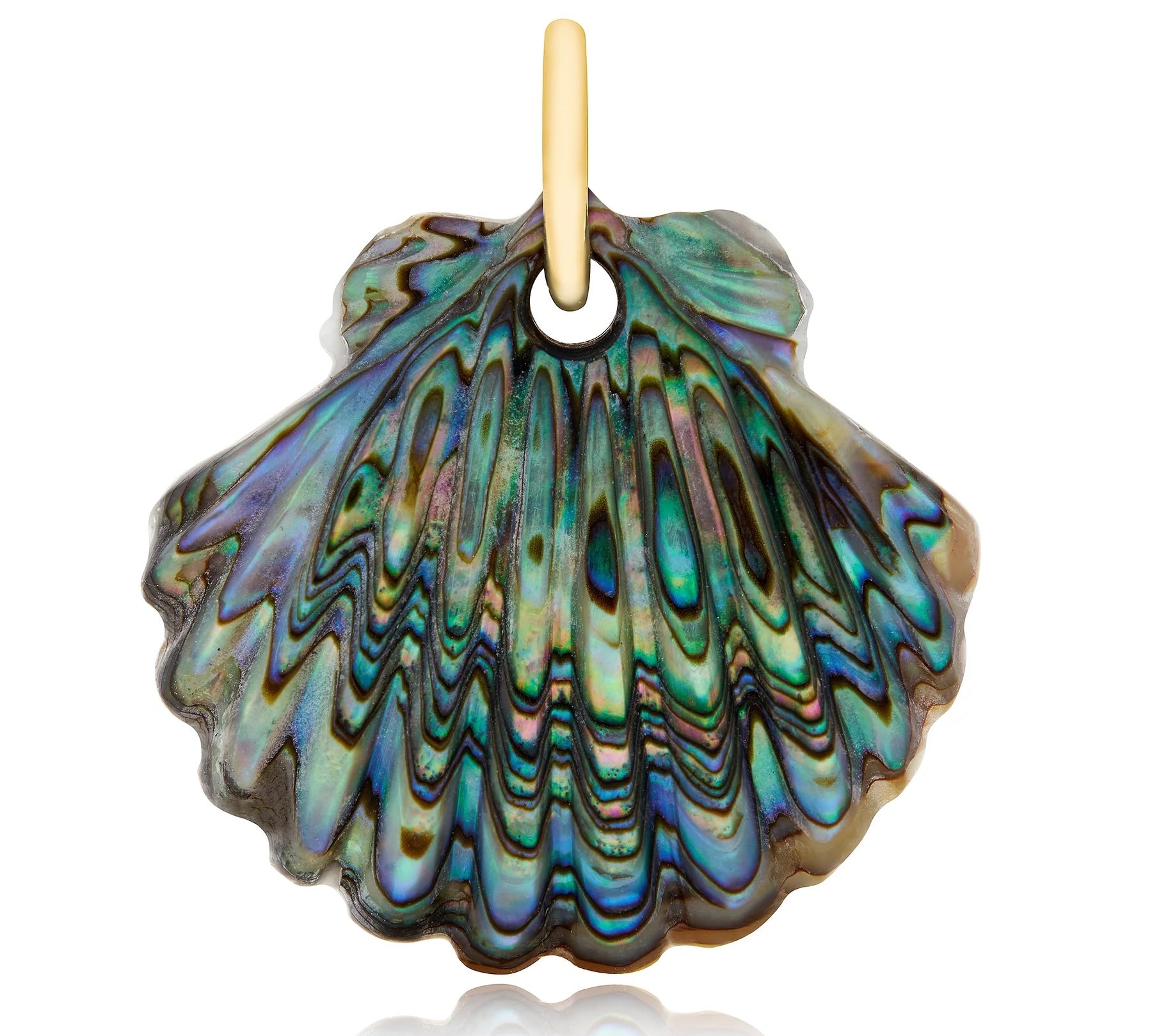 Luminescent Scallop Shell with Diamond Charm Maura Green