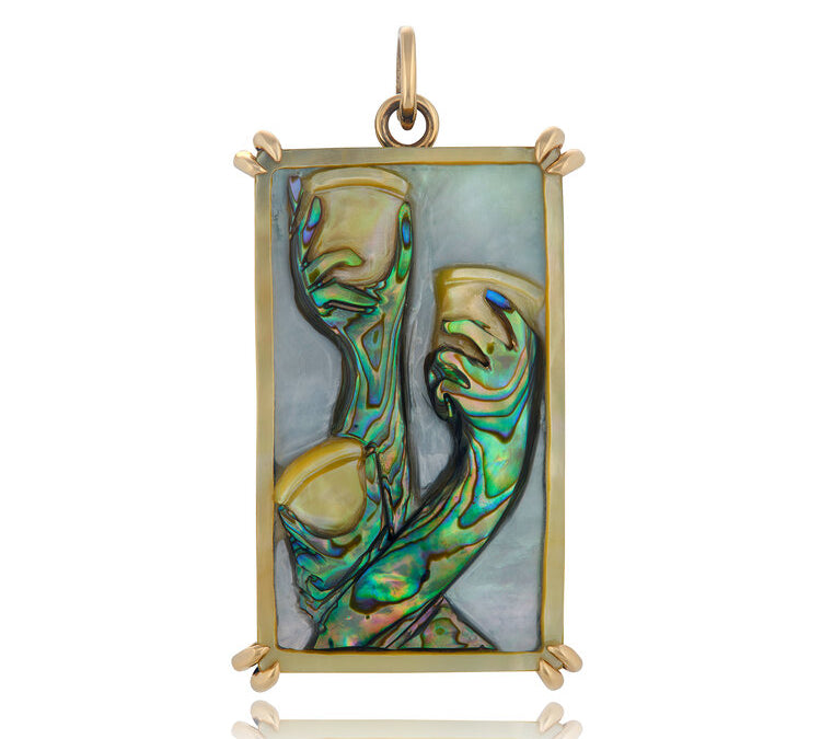 Three of Cups Tarot Charm Charm Maura Green 14k Yellow Gold  