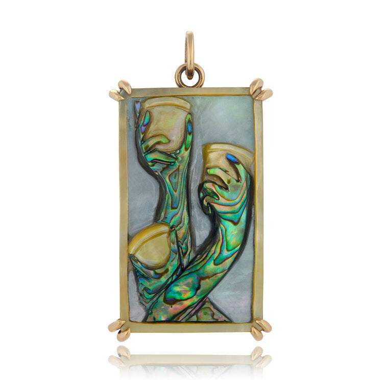 Three of Cups Tarot Charm Charm Maura Green 14k Yellow Gold  