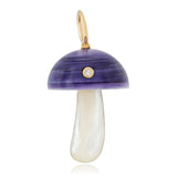 Purple Clam Shell Mushroom Charm with Diamond Charm Maura Green
