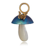 Blue Pearl Mushroom Charm with Butterfly Charm Maura Green   