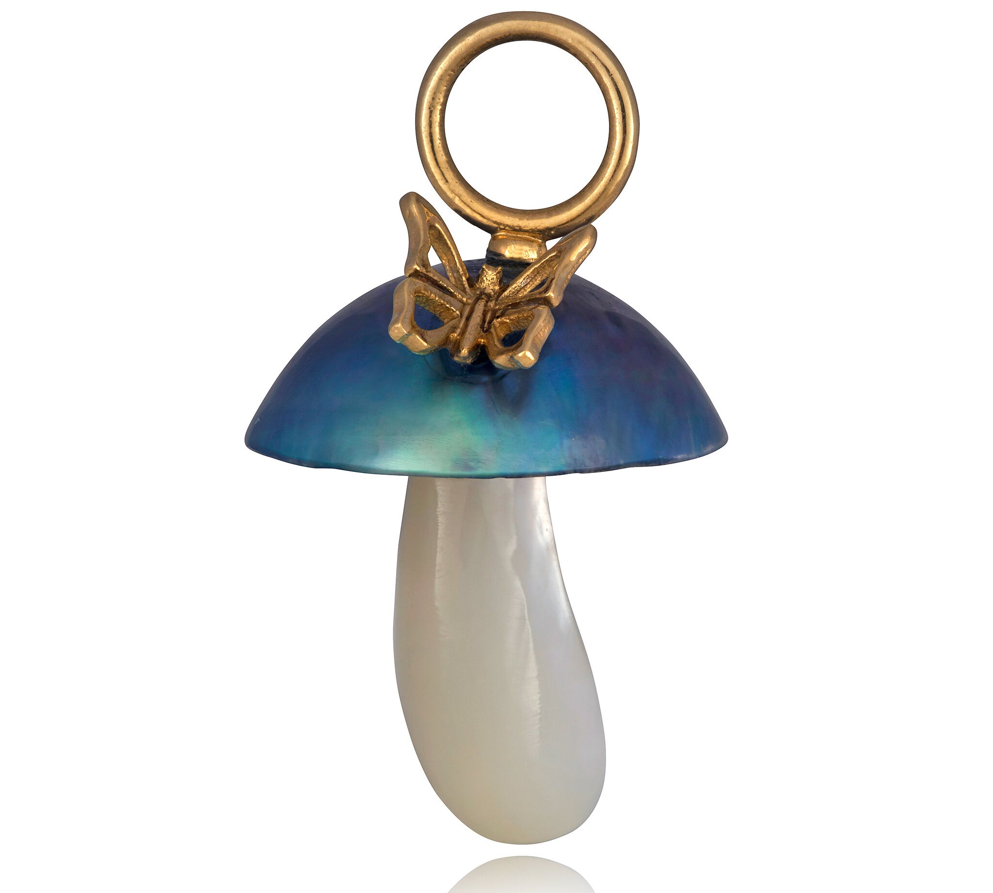 Blue Pearl Mushroom Charm with Butterfly Charm Maura Green   