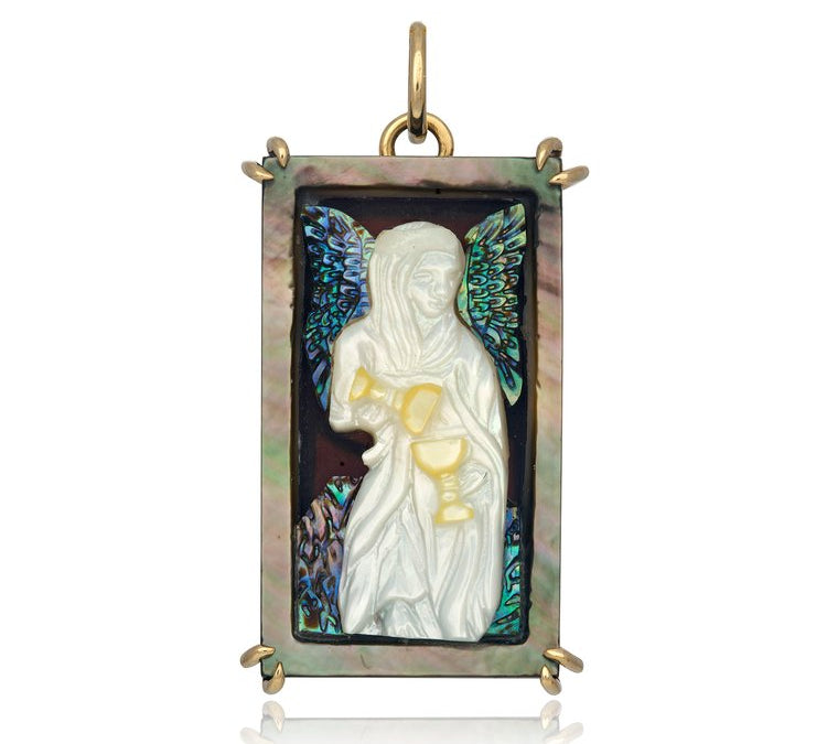 Temperance Tarot Card Charm Charm Maura Green 14k Yellow Gold  