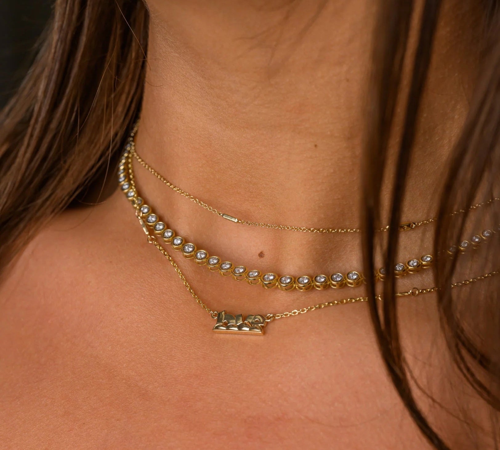 Delicate Diamond Station Necklace Choker Necklace The Finest Stack