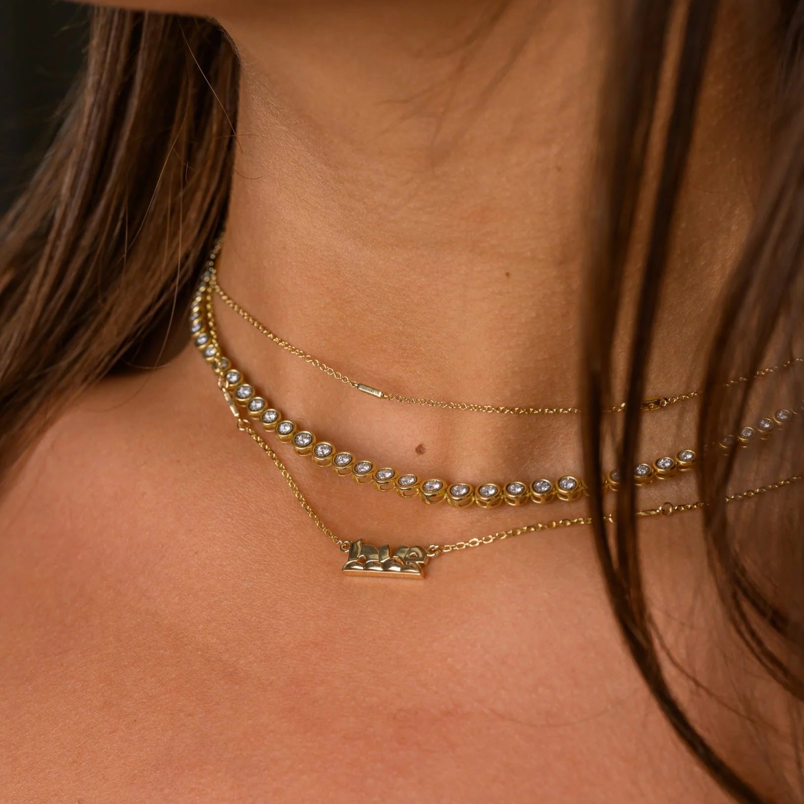 Delicate Diamond Station Necklace Choker Necklace The Finest Stack