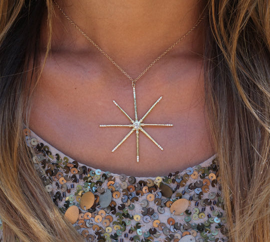 Sea Star Necklace Pendant Necklace Elisabeth Bell Jewelry Yellow Gold with Diamond Points