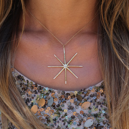 Sea Star Necklace Pendant Necklace Elisabeth Bell Jewelry Yellow Gold with Diamond Points
