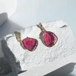 Tourmaline Slice Earrings Huggie Earrings Elisabeth Bell Jewelry