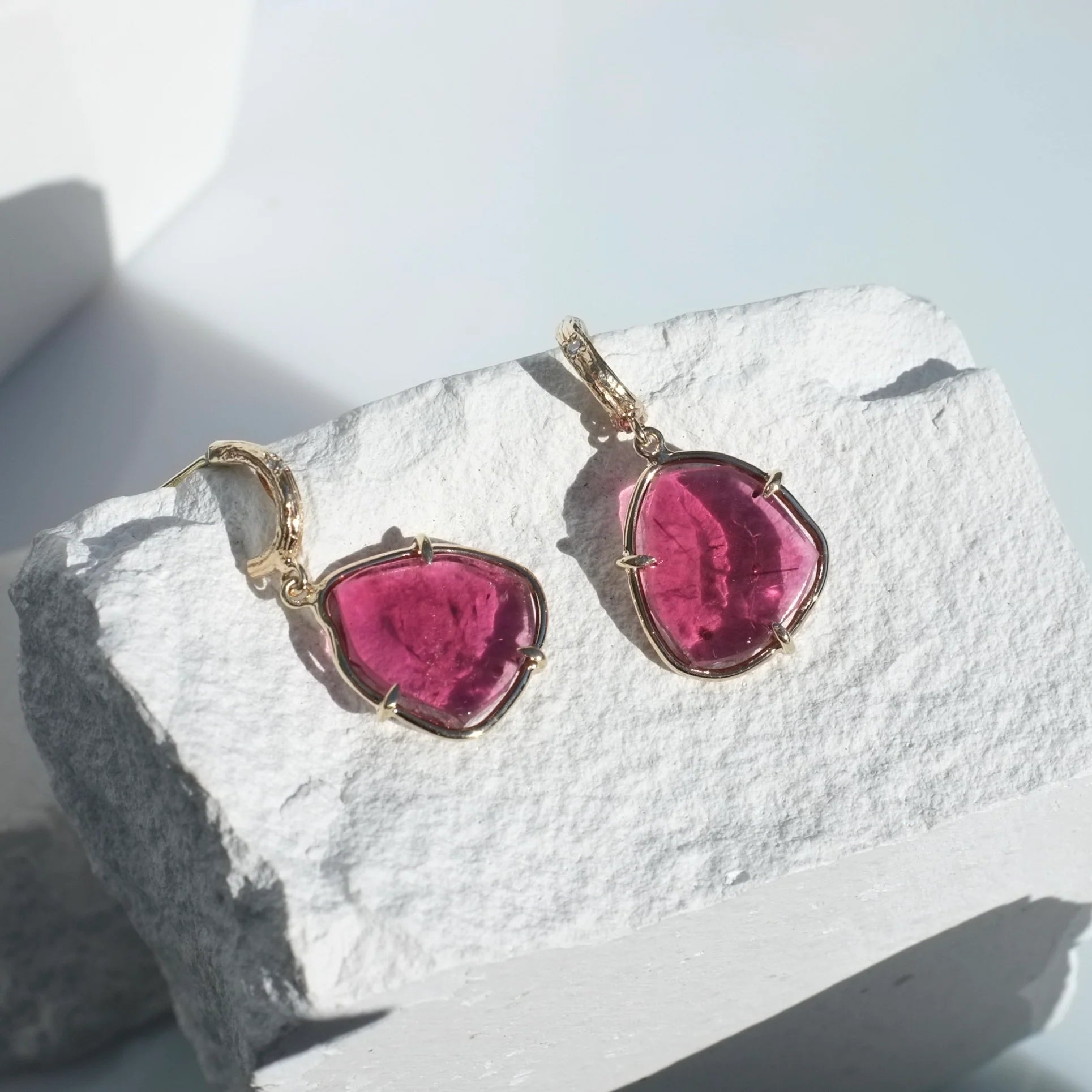 Tourmaline Slice Earrings Huggie Earrings Elisabeth Bell Jewelry