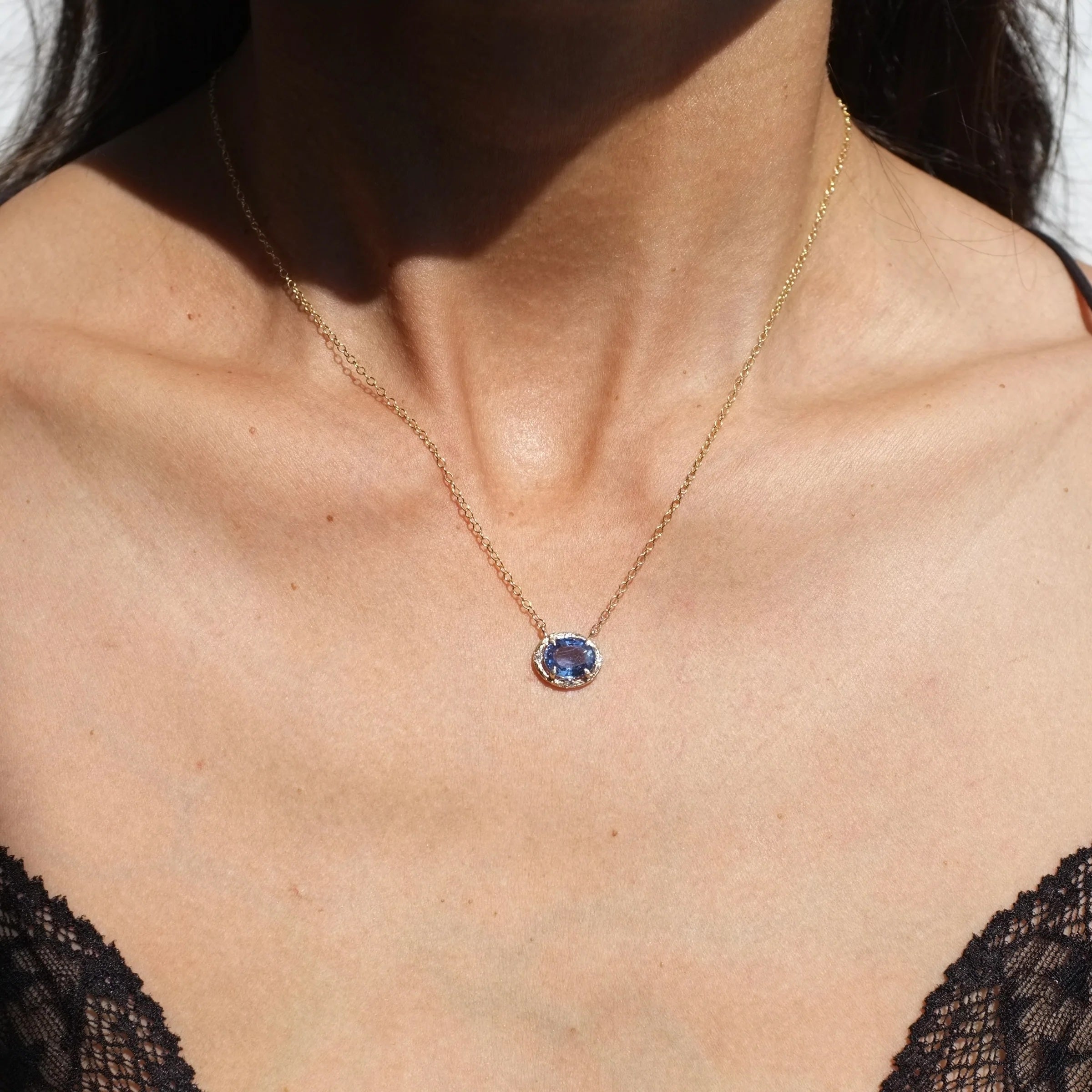 Ceylon Sapphire Necklace Pendant Necklace Elisabeth Bell Jewelry