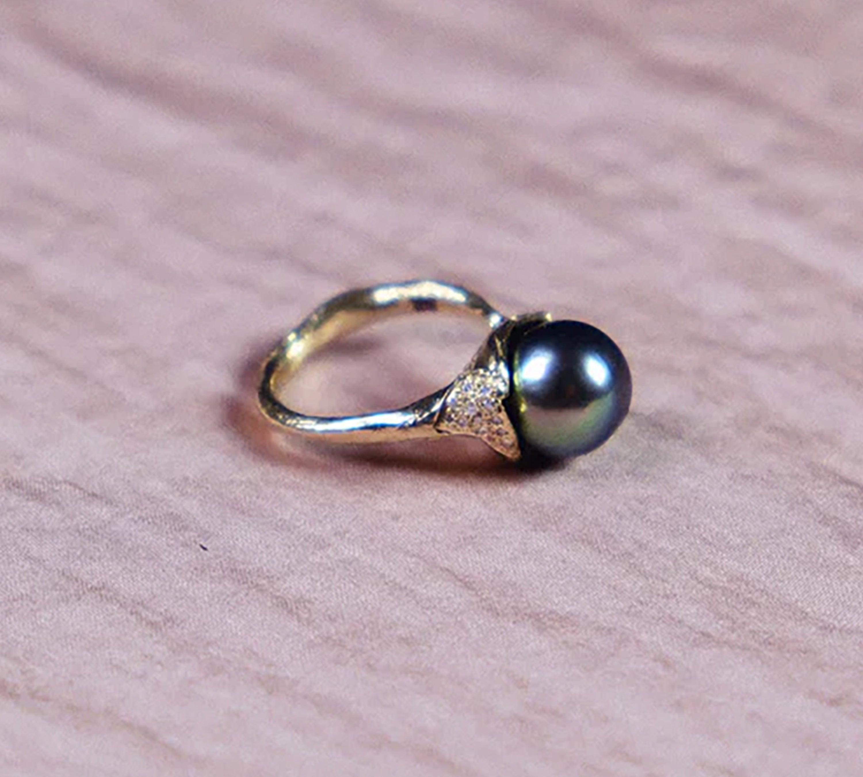 MUSE with Grey Tahitian Pearl & Diamond Ring Cocktail Ring Mari Beltran