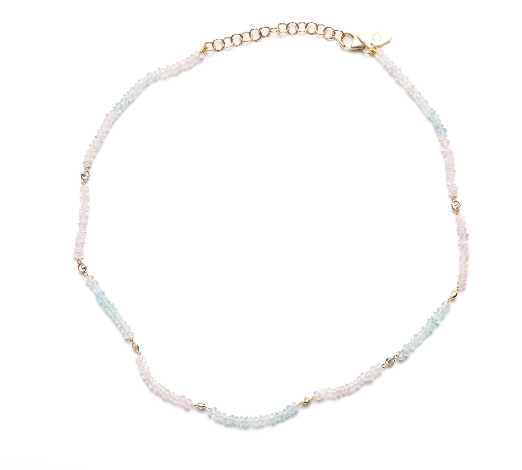Tourmaline Aquamarine Diamond Beaded Necklace Beaded Necklace The Finest Stack