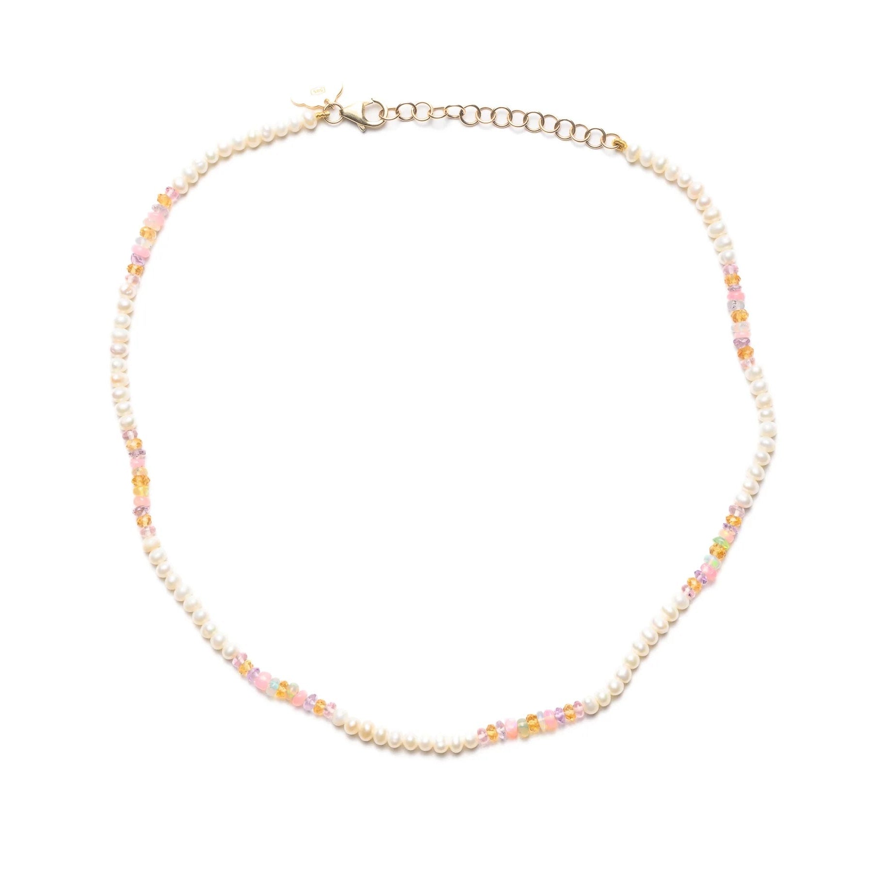 Pastel Opal and Seed Pearl Necklace Beaded Necklace The Finest Stack