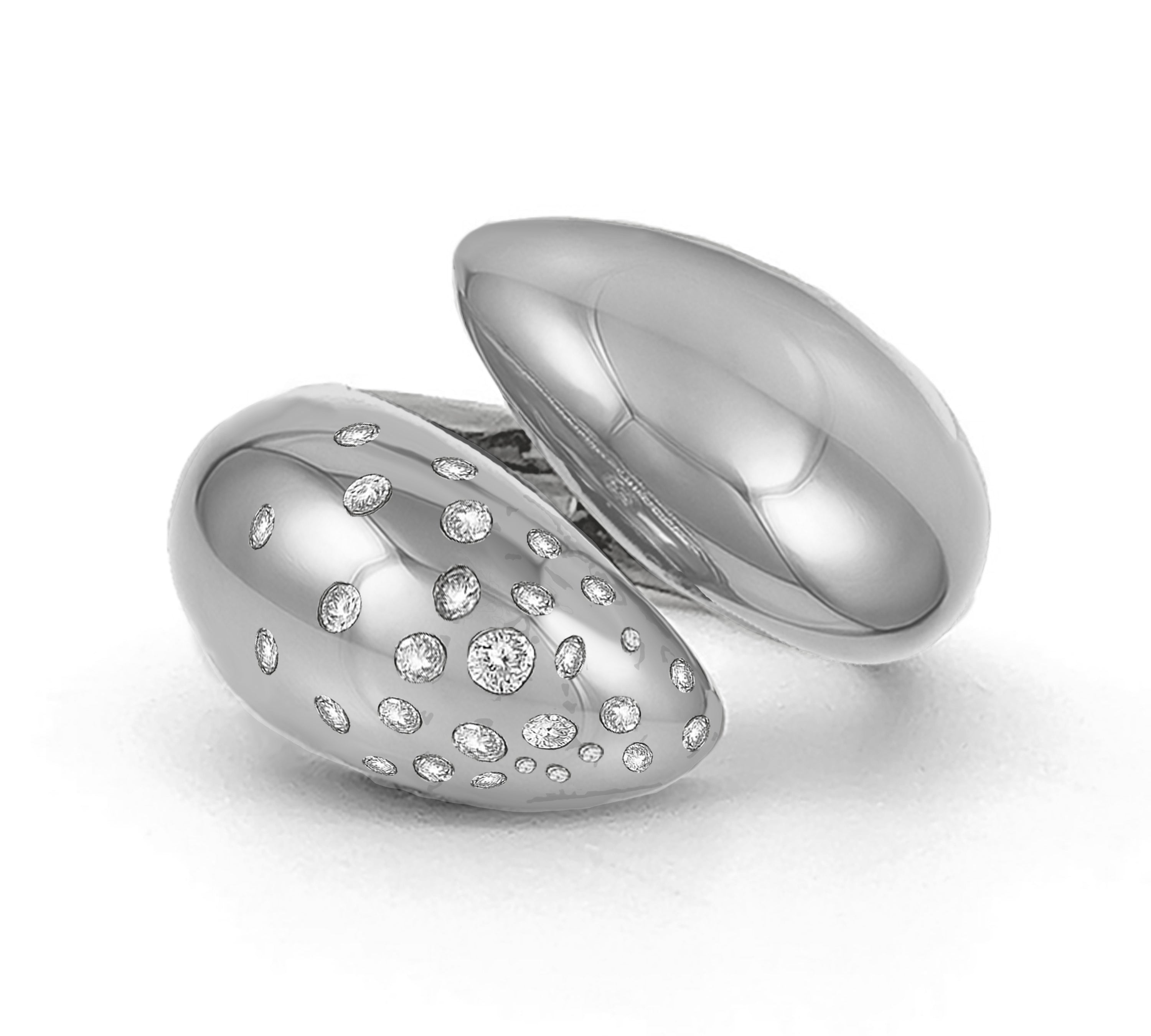 Claw Ring with Sprinkled Diamonds Statement Ring MAE + LANG 14k Gold White Gold 6