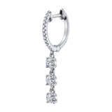 Triple Diamond Drop Pave Huggie Huggie Earrings Roseark Deux Single