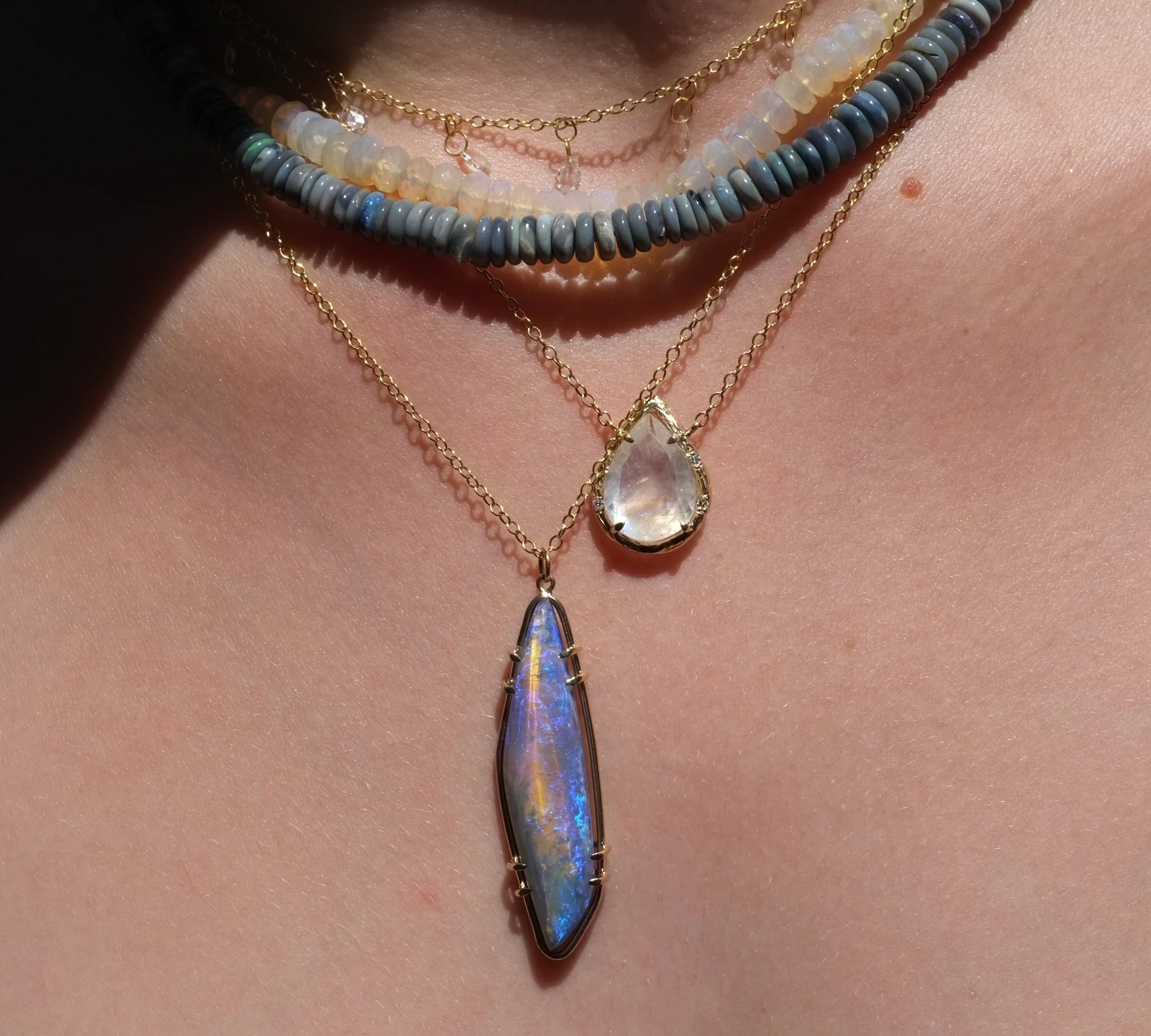 Lunar Opal Necklace Pendant Necklace Elisabeth Bell Jewelry