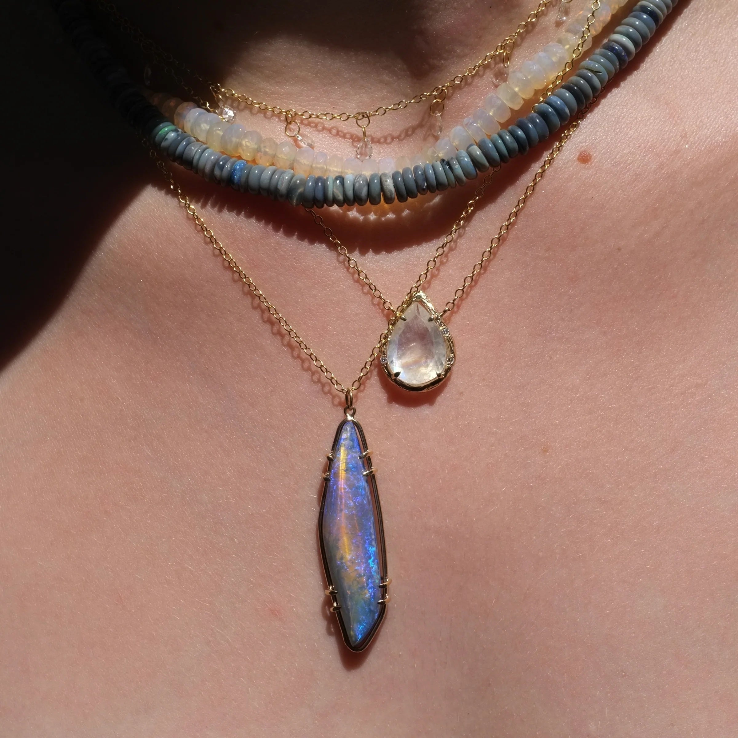 Lunar Opal Necklace Pendant Necklace Elisabeth Bell Jewelry