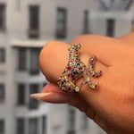 Multi-Sapphire Onyx Cheetah Ring Statement Ring Goshwara