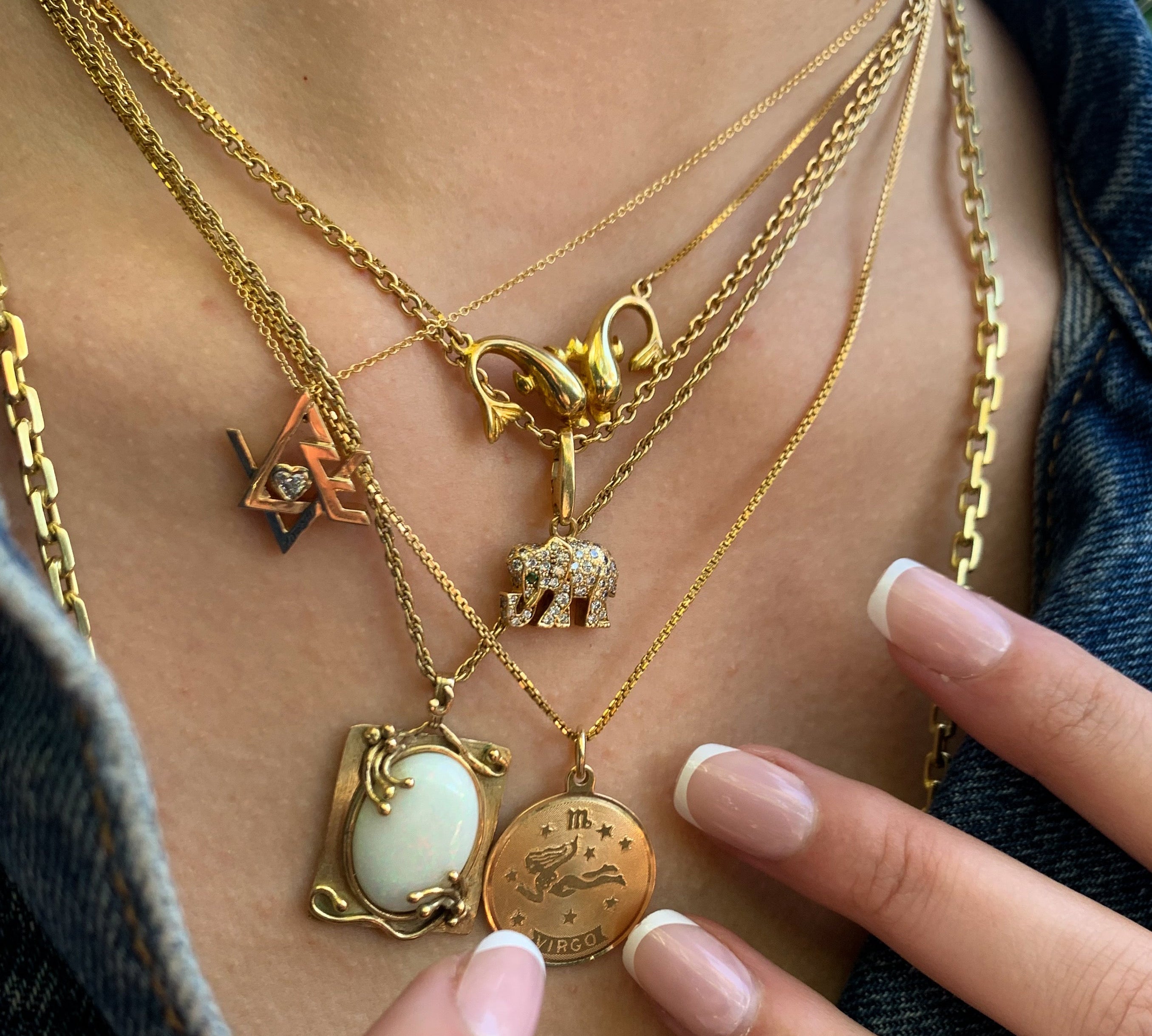 Star of David Diamond "Love" Necklace Pendant Necklace Perez Bitan