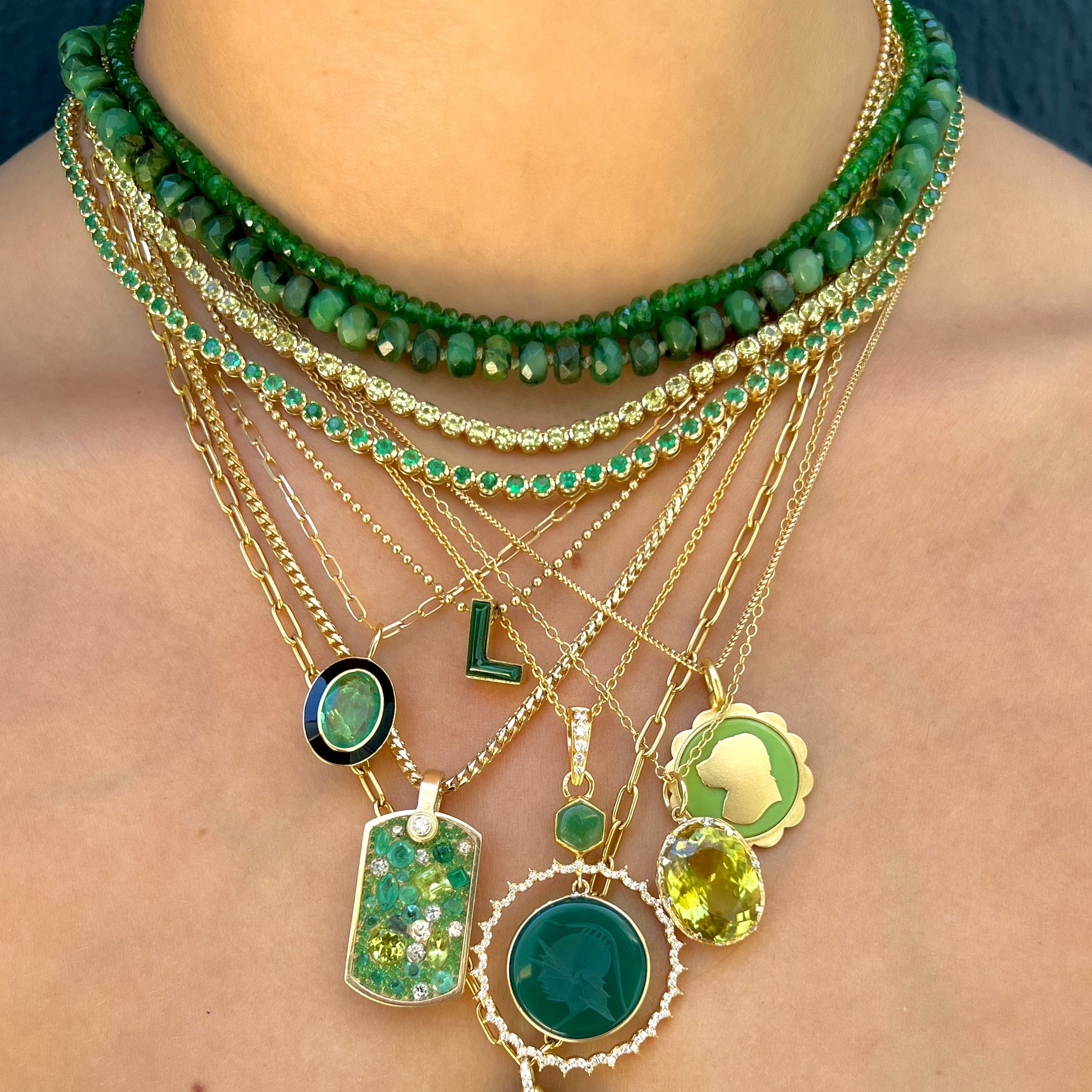 Classic Emerald Tennis Necklace Tennis Necklace Roseark Deux