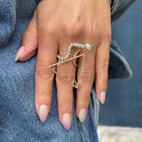 Diamond Snake Ring with Green Diamond Ring Perez Bitan