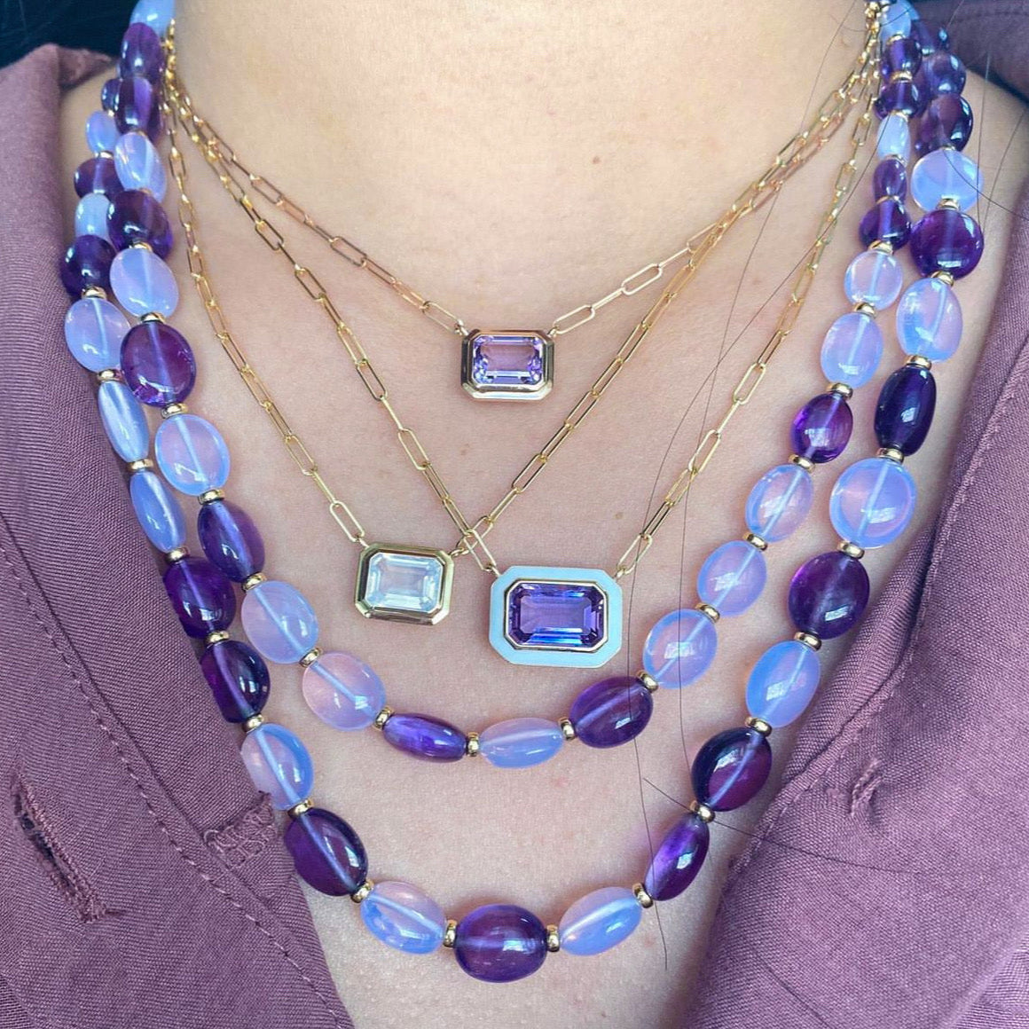 East-West Citrine Enamel Pendant Necklace Pendant Necklace Goshwara