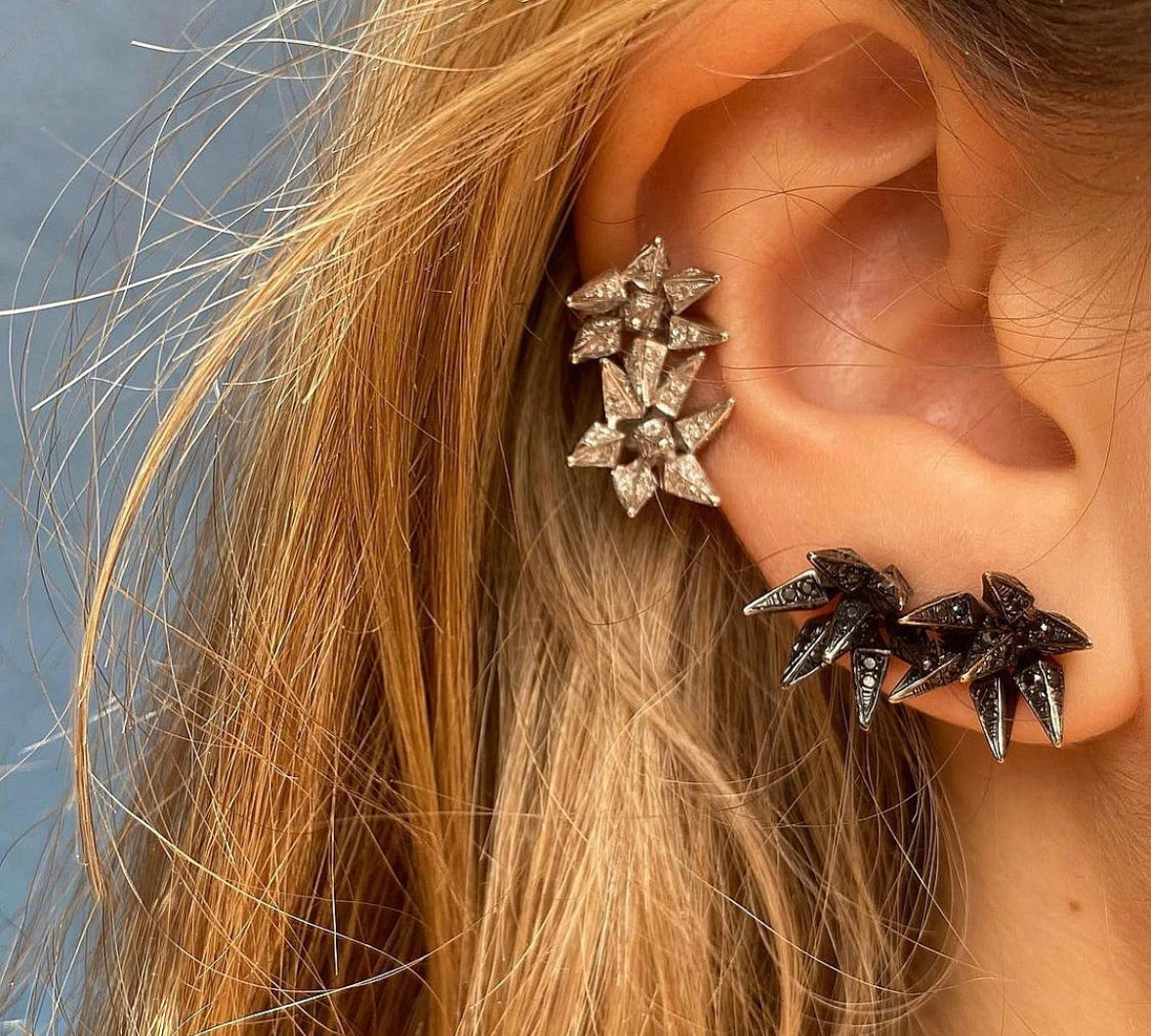 Black Diamond Hedgehog Studs Stud Earrings Karma El-Khalil